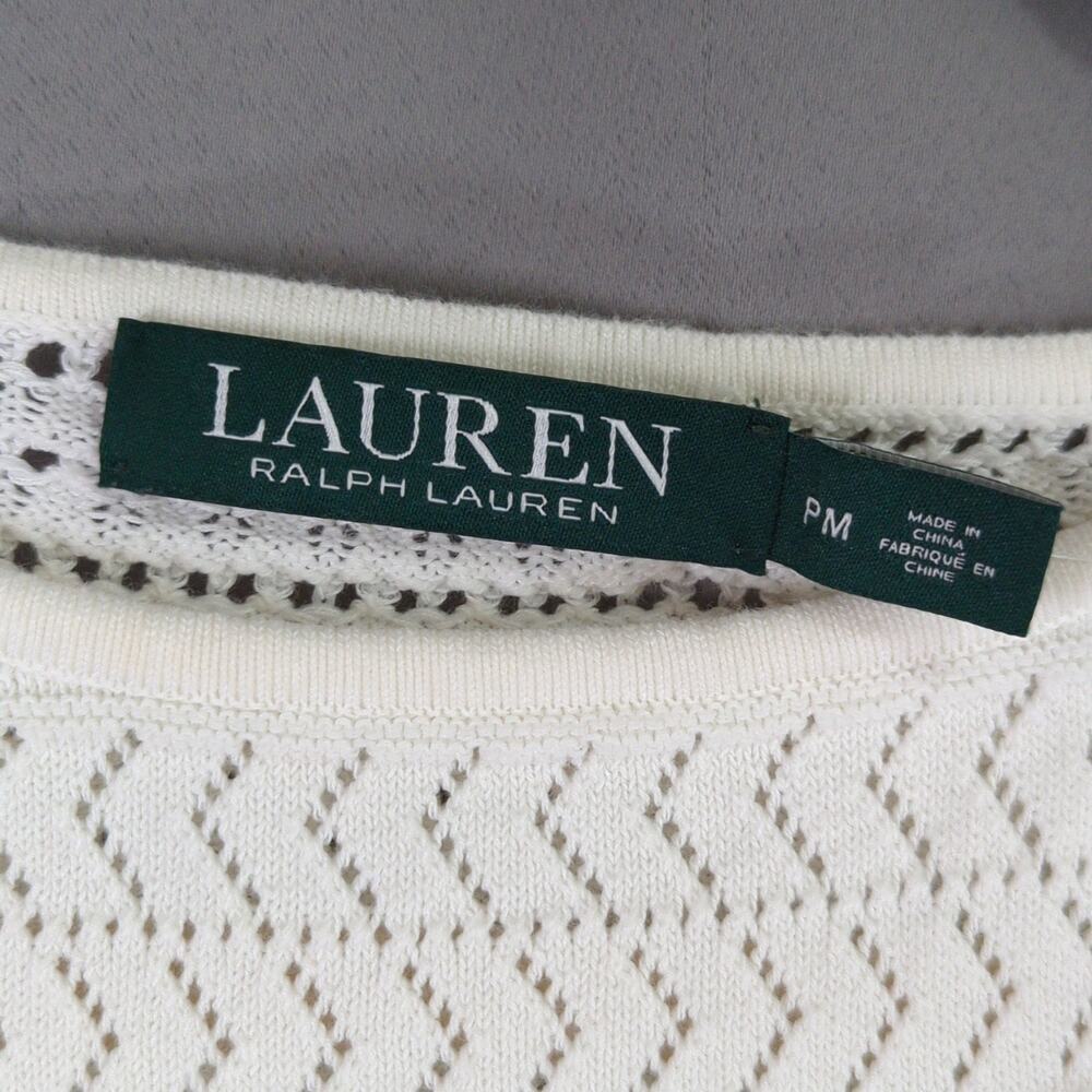 Lauren Ralph Lauren Dress Womens‎ Petite M Cream Crochet Sleeveless Stretch New - Picture 2 of 10